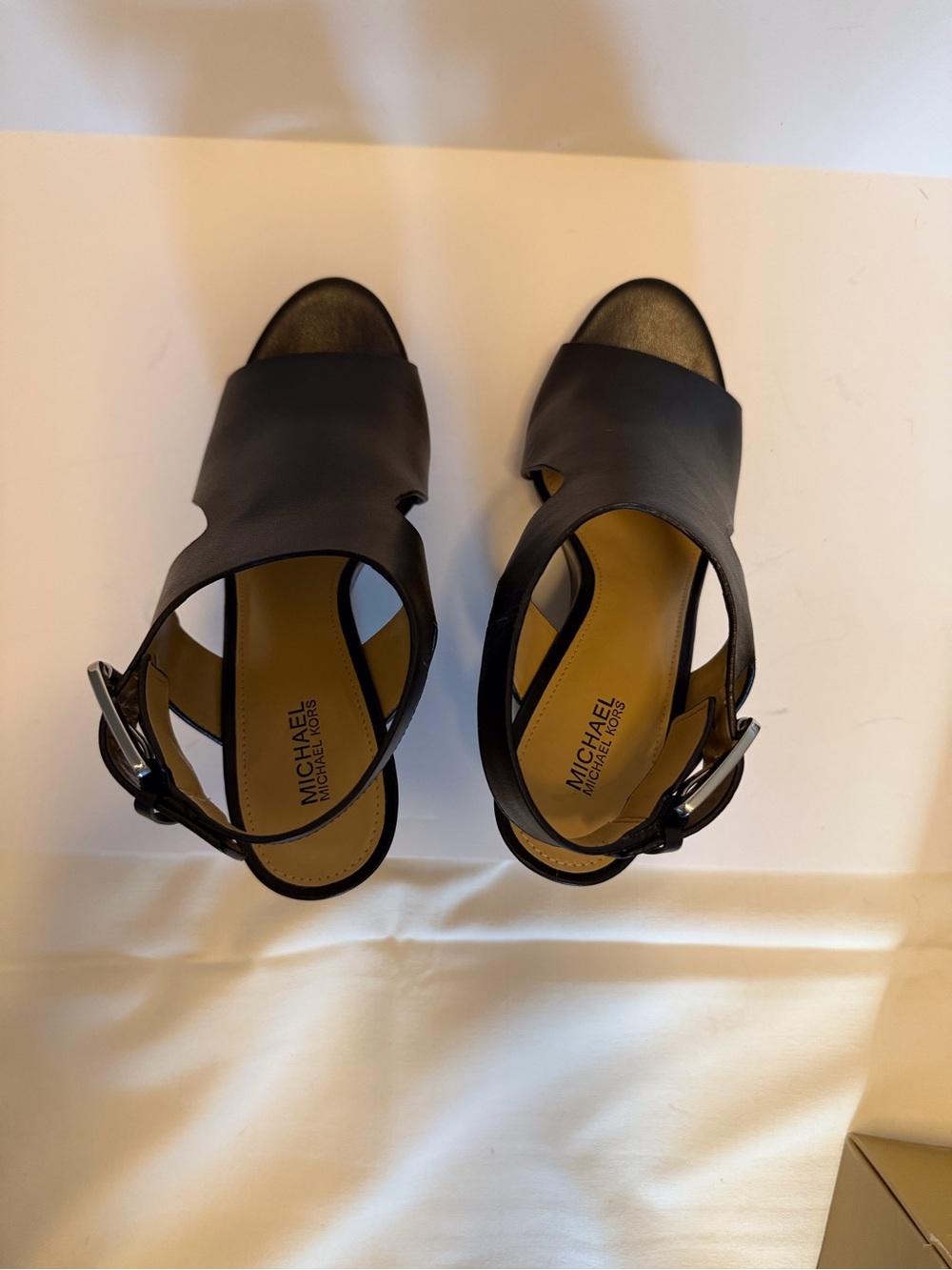 Michael Kors Josephine Black Leather Platform Wedges Size 6.5 NEW - Picture 9 of 9